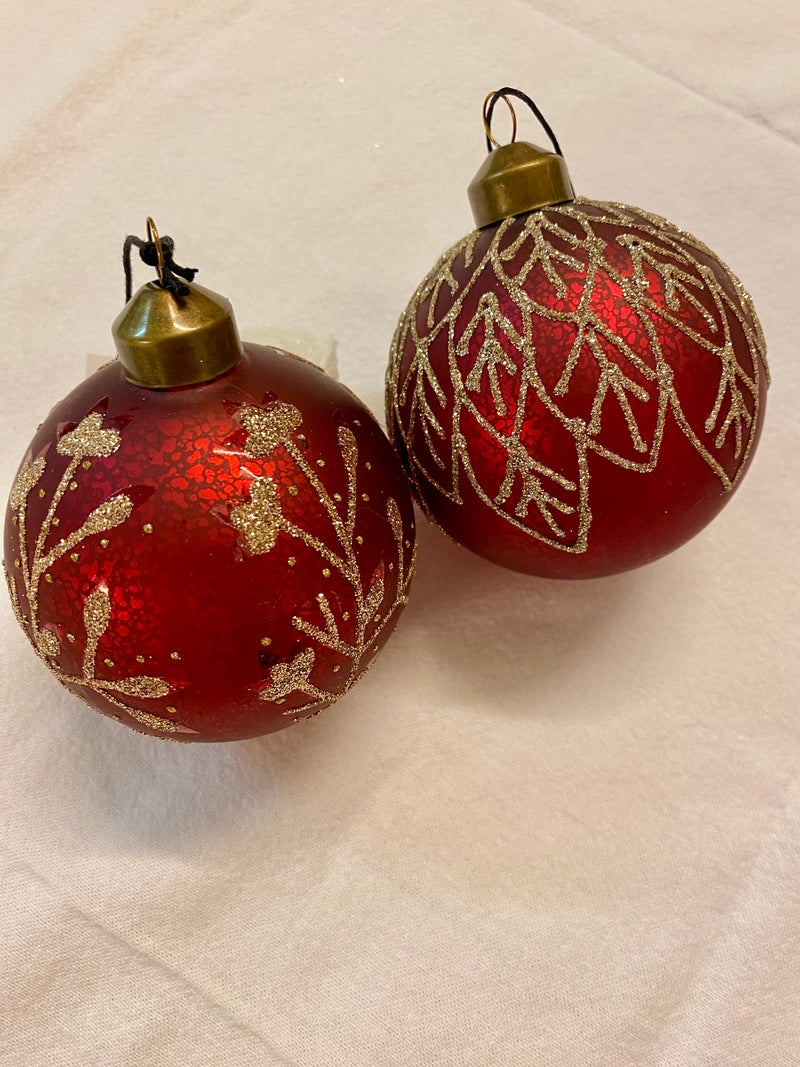 Julekugler - sæt med glimmer