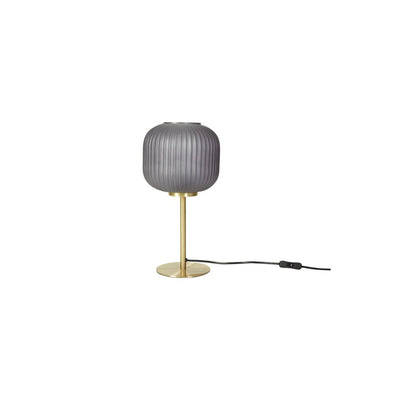 Floa bordlampe med grå lampeskærm og høj fod fra Speedtsberg